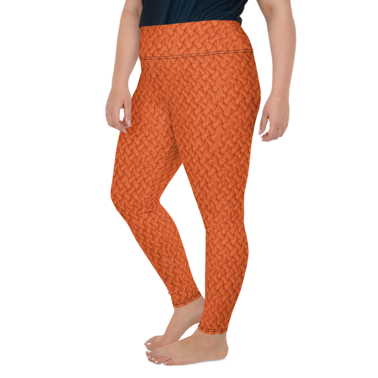 Orange Lattice Knit Plus Size Leggings