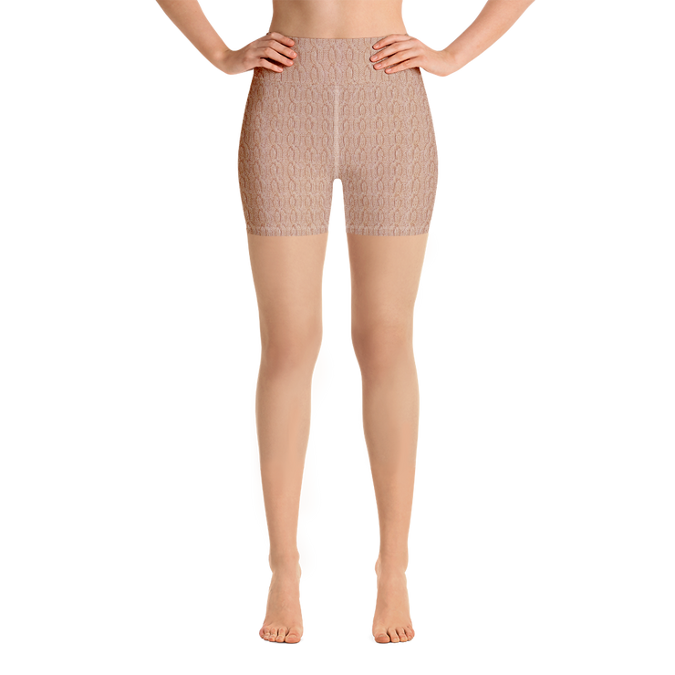 Peach Cable Knit Yoga Shorts