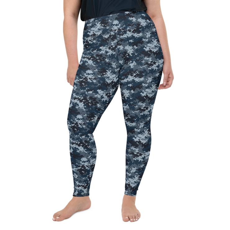 Blue Camo Pixel Plus Size Leggings