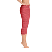 Red Lattice Knit Capri Leggings