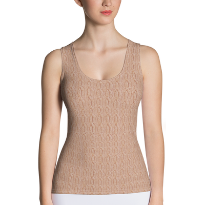 Peach Cable Knit Dip Hem Tank Top