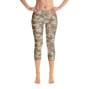 Brown Camo Pixel Capri Leggings