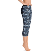 Blue Camo Pixel Capri Leggings