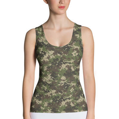 Camo Pixel Dip Hem Tank Top