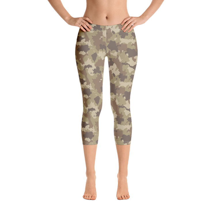 Brown Camo Capri Leggings