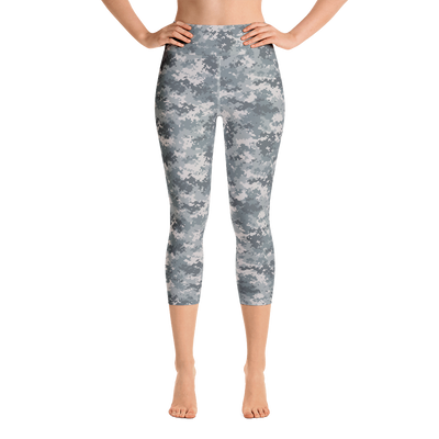 Grey Camo Pixel Capri Yoga Pants