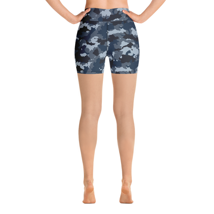 Blue Camo Yoga Shorts