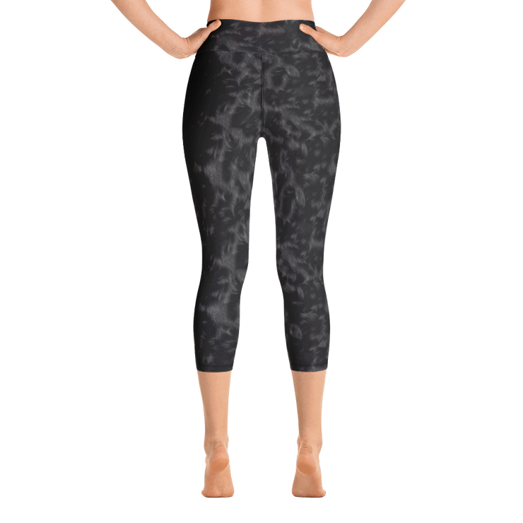 Black Fur Capri Yoga Pants