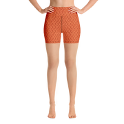 Orange Lattice Knit Yoga Shorts