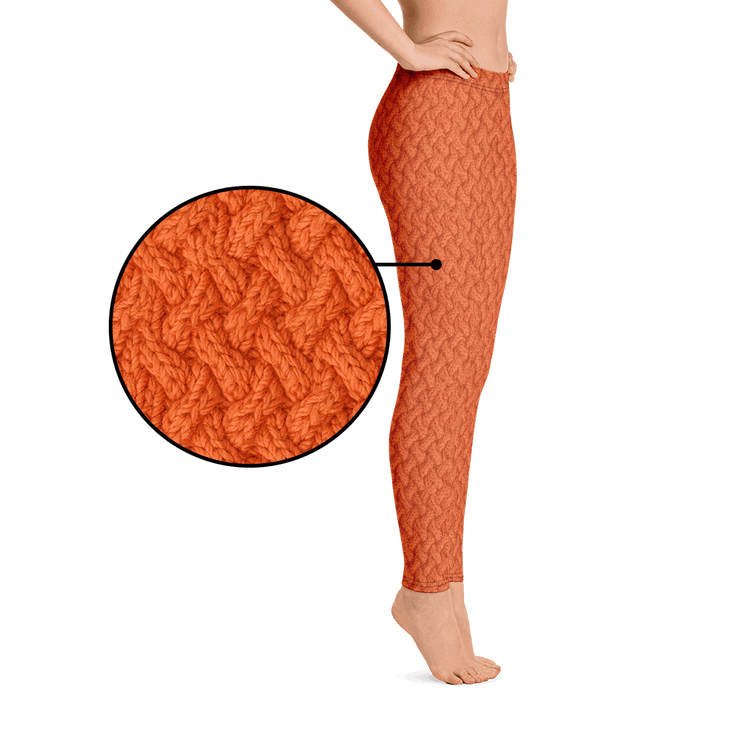 Orange Lattice Knit Leggings