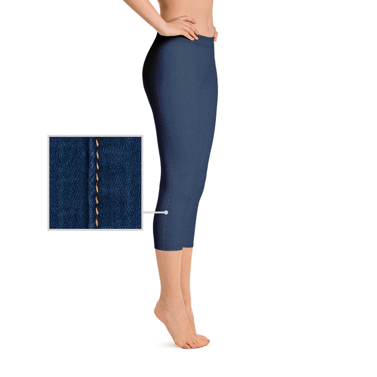 Navy Denim Jean 250 Capri Leggings