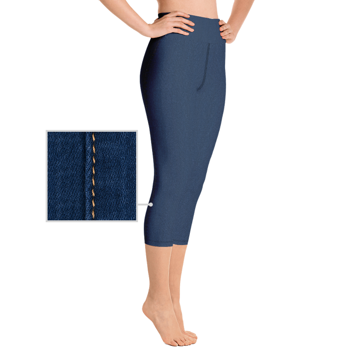 Navy Denim Jean 250 Capri Yoga Pants