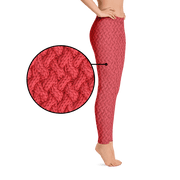 Red Lattice Knit Leggings